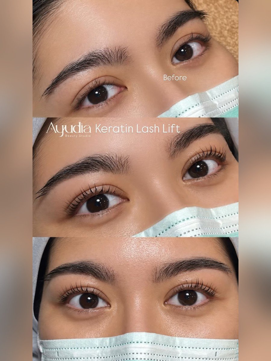 Keratin lash lift before and after